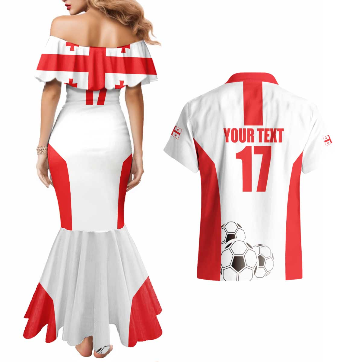 Custom Georgia Football We are Champions Couples Matching Mermaid Dress and Hawaiian Shirt Sporty Style with Coat of Arms