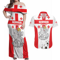 Custom Georgia Football We are Champions Couples Matching Off Shoulder Maxi Dress and Hawaiian Shirt Sporty Style with Coat of Arms