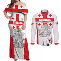 Custom Georgia Football We are Champions Couples Matching Off Shoulder Maxi Dress and Long Sleeve Button Shirt Sporty Style with Coat of Arms