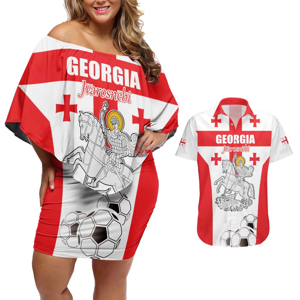 Custom Georgia Football We are Champions Couples Matching Off Shoulder Short Dress and Hawaiian Shirt Sporty Style with Coat of Arms