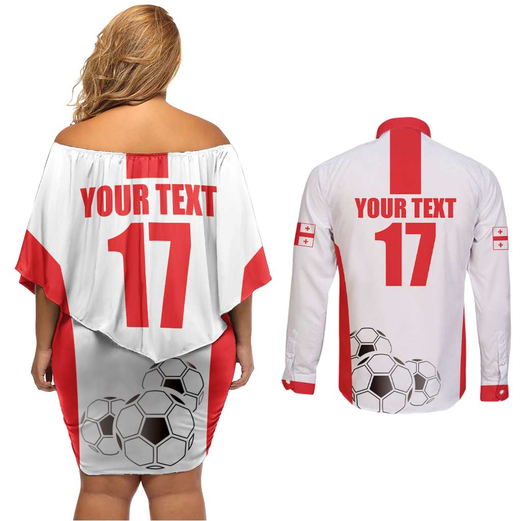 Custom Georgia Football We are Champions Couples Matching Off Shoulder Short Dress and Long Sleeve Button Shirt Sporty Style with Coat of Arms