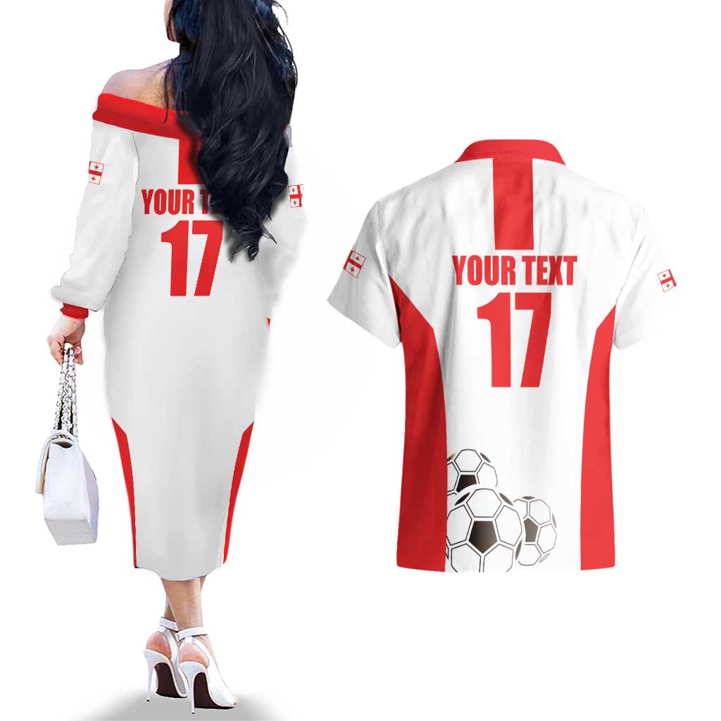 Custom Georgia Football We are Champions Couples Matching Off The Shoulder Long Sleeve Dress and Hawaiian Shirt Sporty Style with Coat of Arms