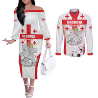 Custom Georgia Football We are Champions Couples Matching Off The Shoulder Long Sleeve Dress and Long Sleeve Button Shirt Sporty Style with Coat of Arms