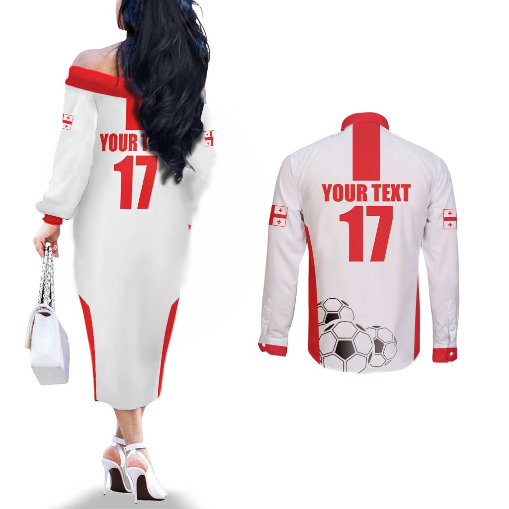 Custom Georgia Football We are Champions Couples Matching Off The Shoulder Long Sleeve Dress and Long Sleeve Button Shirt Sporty Style with Coat of Arms