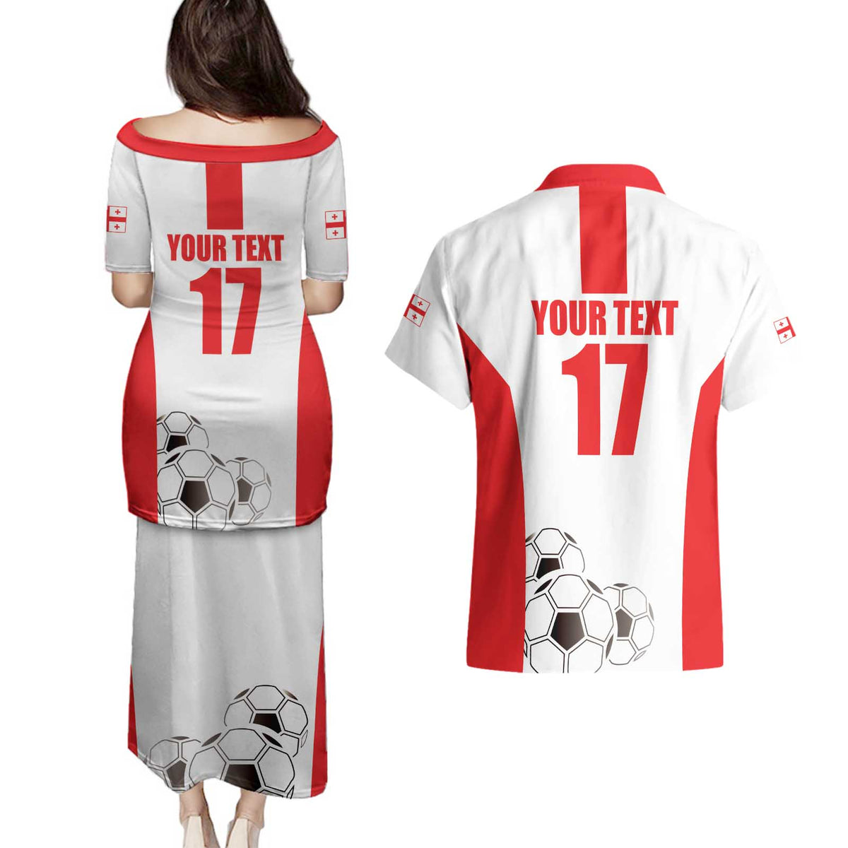 Custom Georgia Football We are Champions Couples Matching Puletasi and Hawaiian Shirt Sporty Style with Coat of Arms