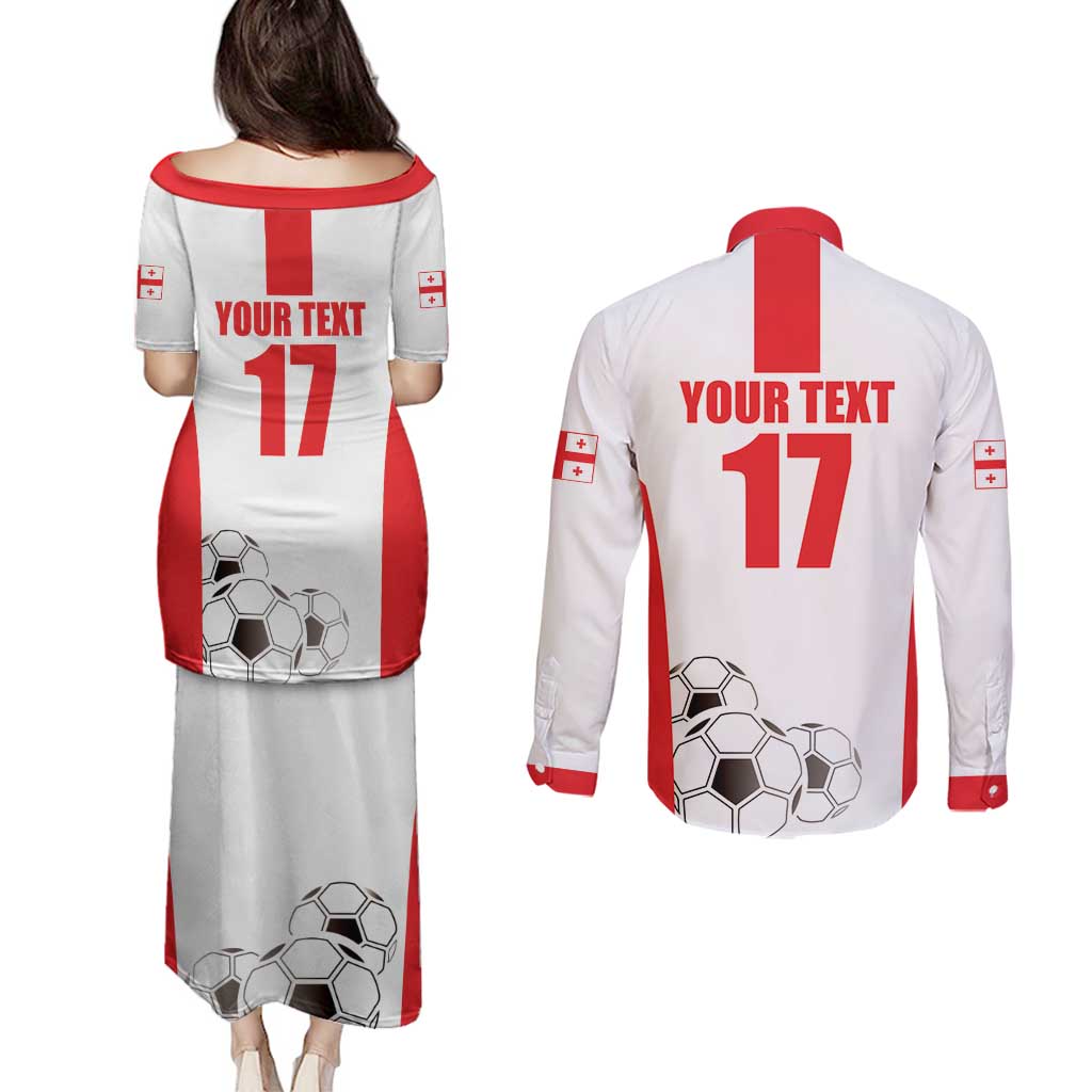 Custom Georgia Football We are Champions Couples Matching Puletasi and Long Sleeve Button Shirt Sporty Style with Coat of Arms