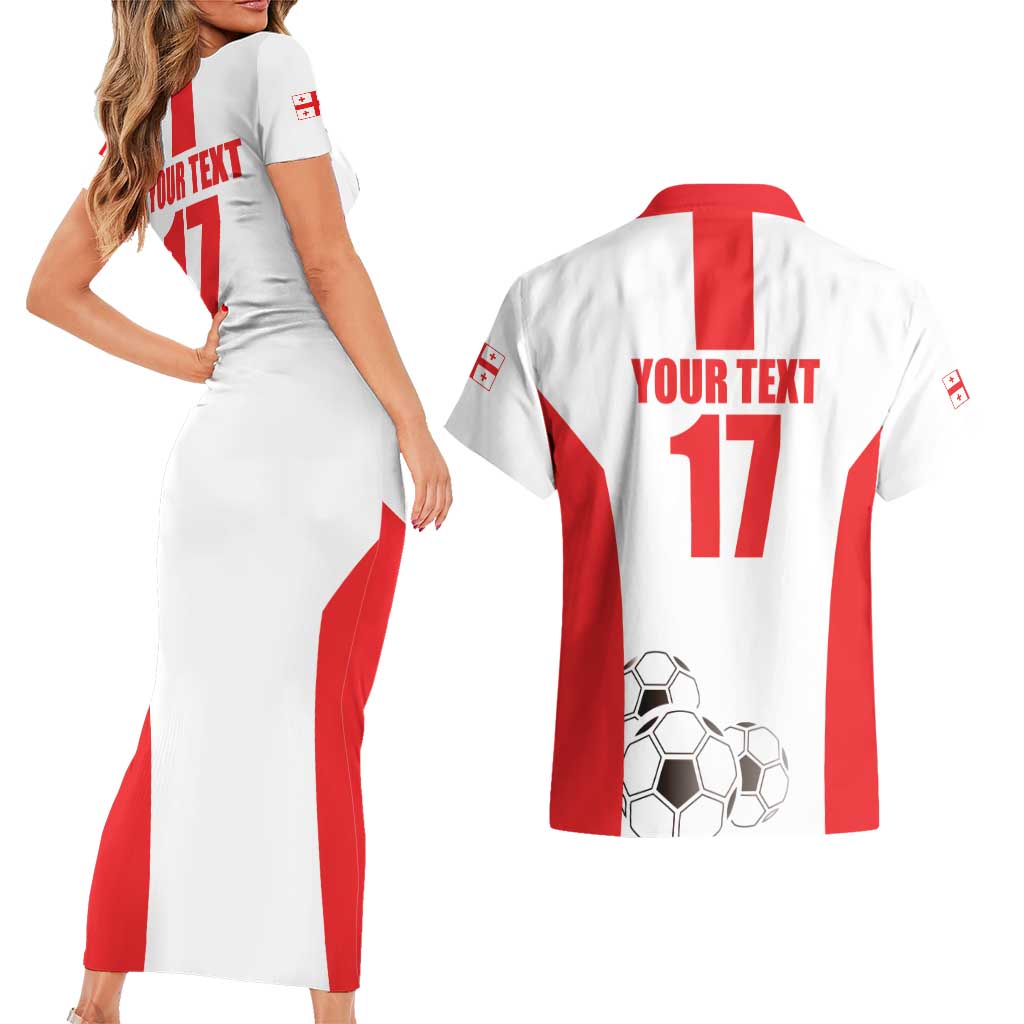 Custom Georgia Football We are Champions Couples Matching Short Sleeve Bodycon Dress and Hawaiian Shirt Sporty Style with Coat of Arms