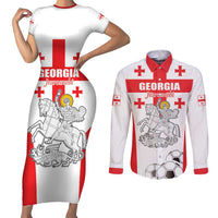 Custom Georgia Football We are Champions Couples Matching Short Sleeve Bodycon Dress and Long Sleeve Button Shirt Sporty Style with Coat of Arms