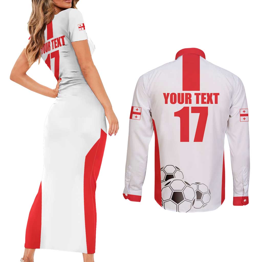 Custom Georgia Football We are Champions Couples Matching Short Sleeve Bodycon Dress and Long Sleeve Button Shirt Sporty Style with Coat of Arms