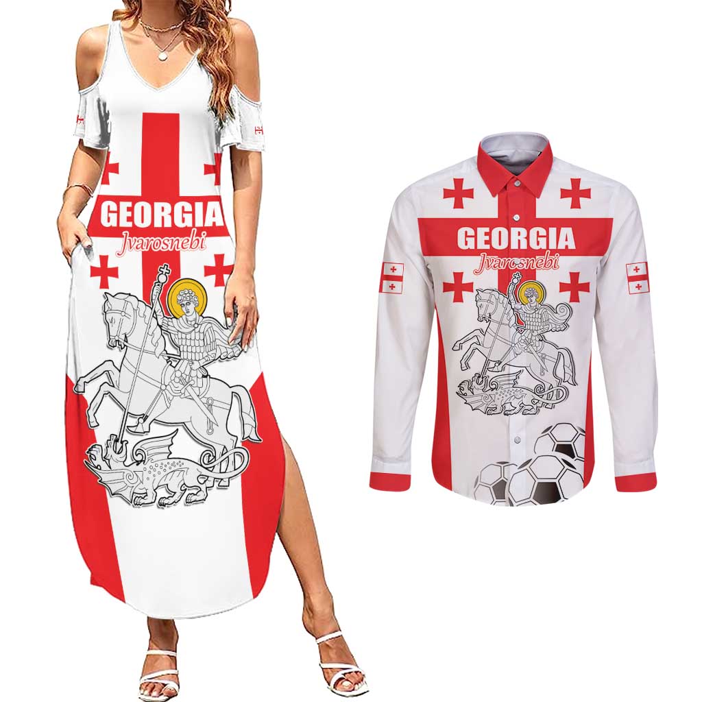 Custom Georgia Football We are Champions Couples Matching Summer Maxi Dress and Long Sleeve Button Shirt Sporty Style with Coat of Arms