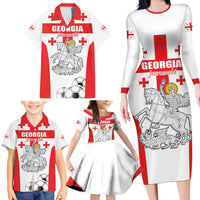 Custom Georgia Football We are Champions Family Matching Long Sleeve Bodycon Dress and Hawaiian Shirt Sporty Style with Coat of Arms