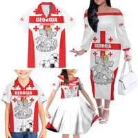 Custom Georgia Football We are Champions Family Matching Off The Shoulder Long Sleeve Dress and Hawaiian Shirt Sporty Style with Coat of Arms