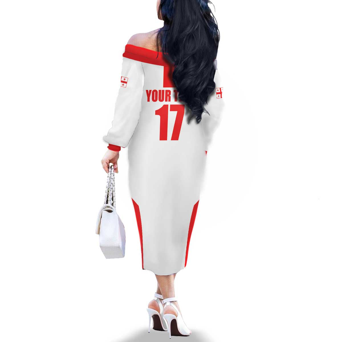 Custom Georgia Football We are Champions Family Matching Off The Shoulder Long Sleeve Dress and Hawaiian Shirt Sporty Style with Coat of Arms