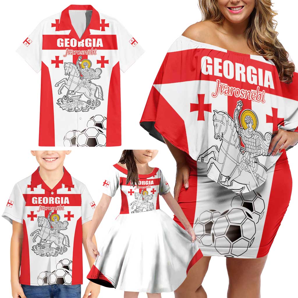 Custom Georgia Football We are Champions Family Matching Off Shoulder Short Dress and Hawaiian Shirt Sporty Style with Coat of Arms