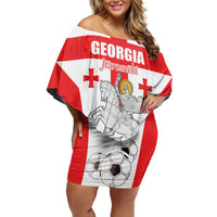 Custom Georgia Football We are Champions Family Matching Off Shoulder Short Dress and Hawaiian Shirt Sporty Style with Coat of Arms