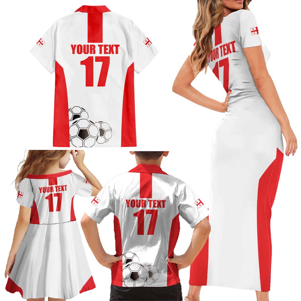 Custom Georgia Football We are Champions Family Matching Short Sleeve Bodycon Dress and Hawaiian Shirt Sporty Style with Coat of Arms