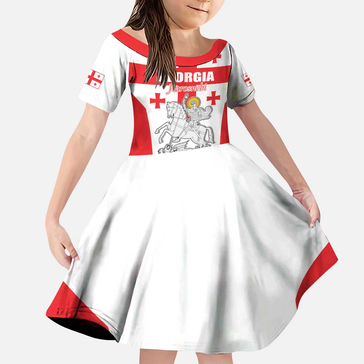 Custom Georgia Football We are Champions Kid Short Sleeve Dress Sporty Style with Coat of Arms