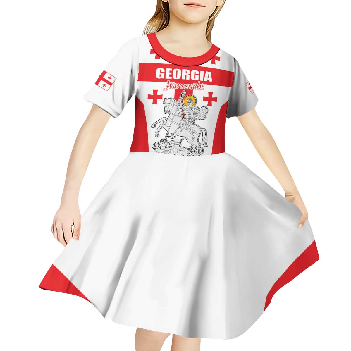 Custom Georgia Football We are Champions Kid Short Sleeve Dress Sporty Style with Coat of Arms