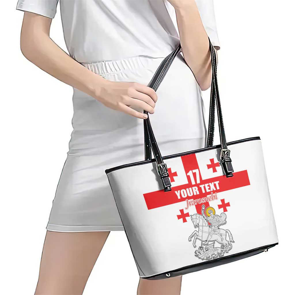 Custom Georgia Football We are Champions Leather Tote Bag Sporty Style with Coat of Arms
