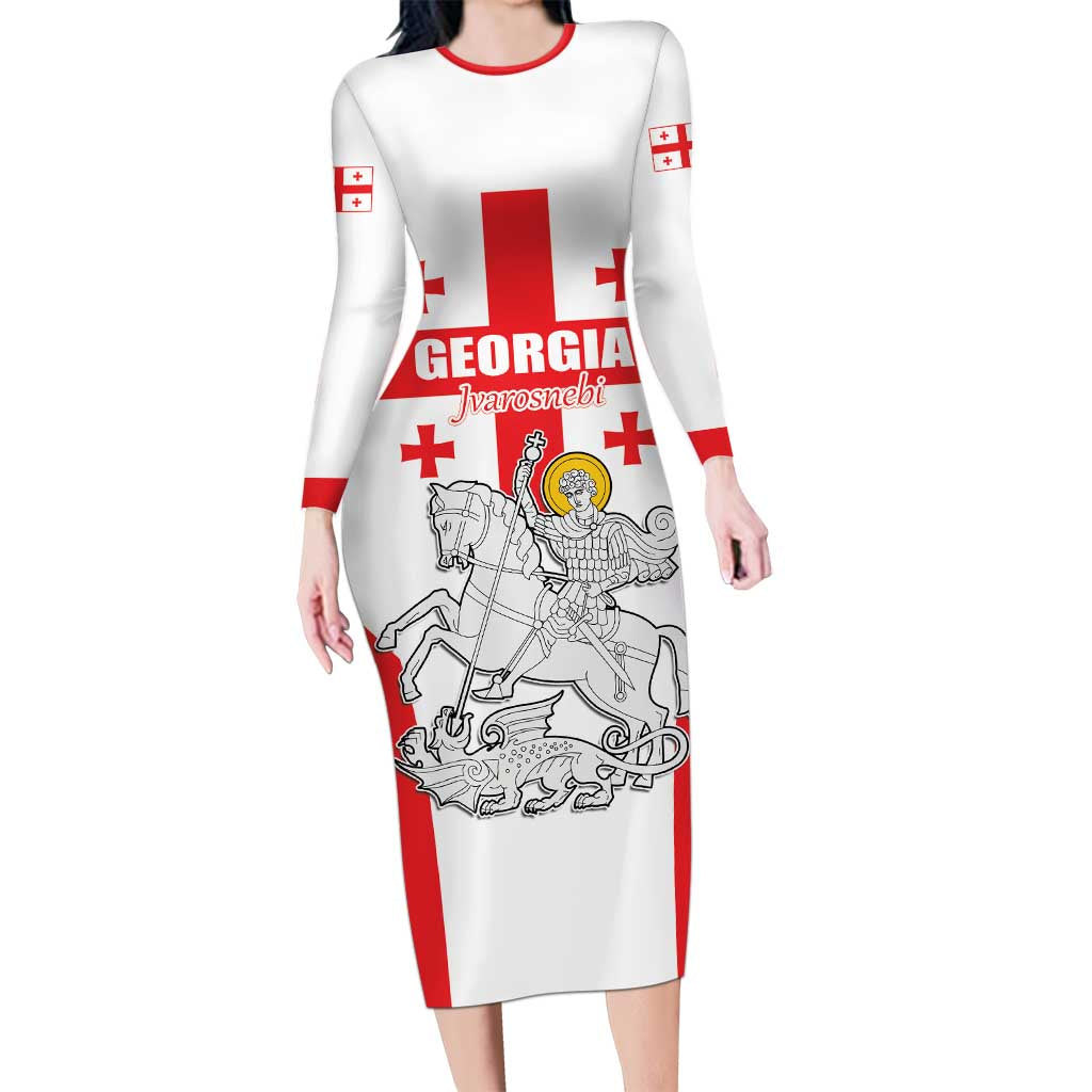 Custom Georgia Football We are Champions Long Sleeve Bodycon Dress Sporty Style with Coat of Arms