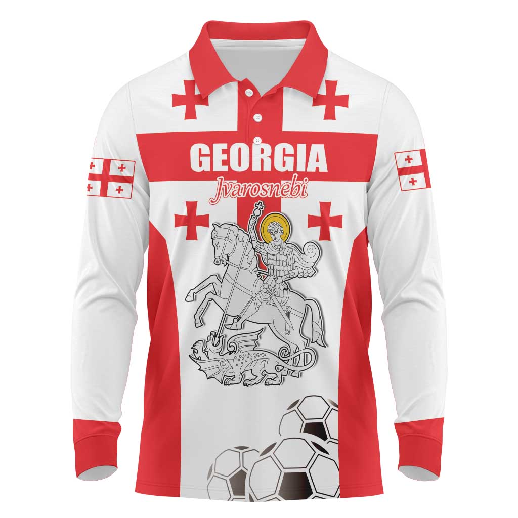 Custom Georgia Football We are Champions Long Sleeve Polo Shirt Sporty Style with Coat of Arms