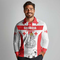 Custom Georgia Football We are Champions Long Sleeve Polo Shirt Sporty Style with Coat of Arms