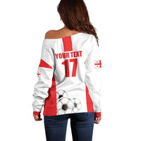 Custom Georgia Football We are Champions Off Shoulder Sweater Sporty Style with Coat of Arms