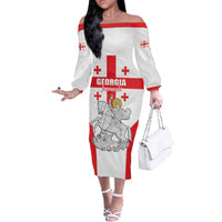 Custom Georgia Football We are Champions Off The Shoulder Long Sleeve Dress Sporty Style with Coat of Arms