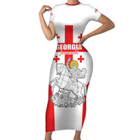 Custom Georgia Football We are Champions Short Sleeve Bodycon Dress Sporty Style with Coat of Arms