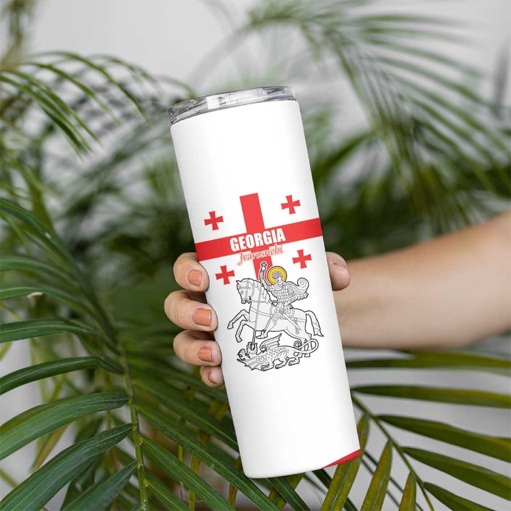 Custom Georgia Football We are Champions Skinny Tumbler Sporty Style with Coat of Arms
