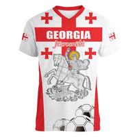 Custom Georgia Football We are Champions Women V-Neck T-Shirt Sporty Style with Coat of Arms