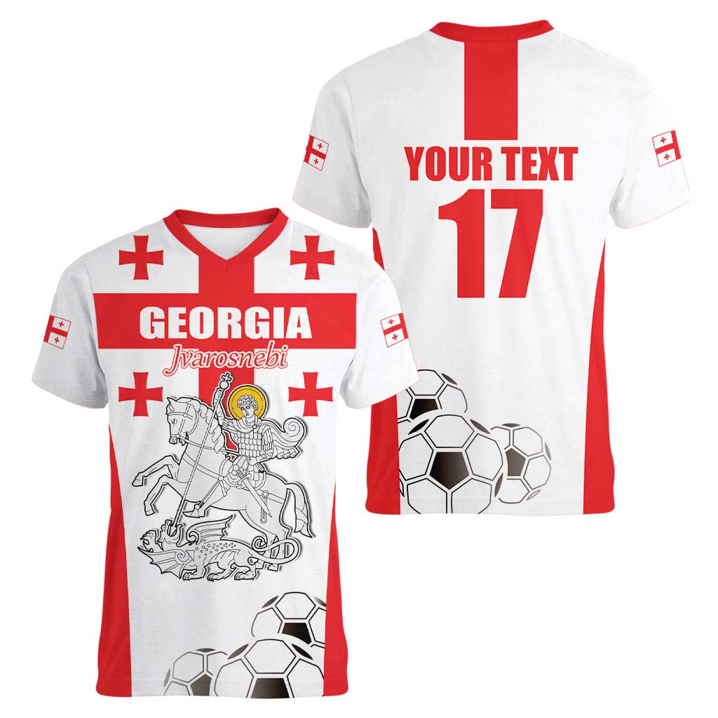 Custom Georgia Football We are Champions Women V-Neck T-Shirt Sporty Style with Coat of Arms