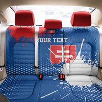 Personalized Slovakia Coat of Arms Back Car Seat Cover Map Flag Style