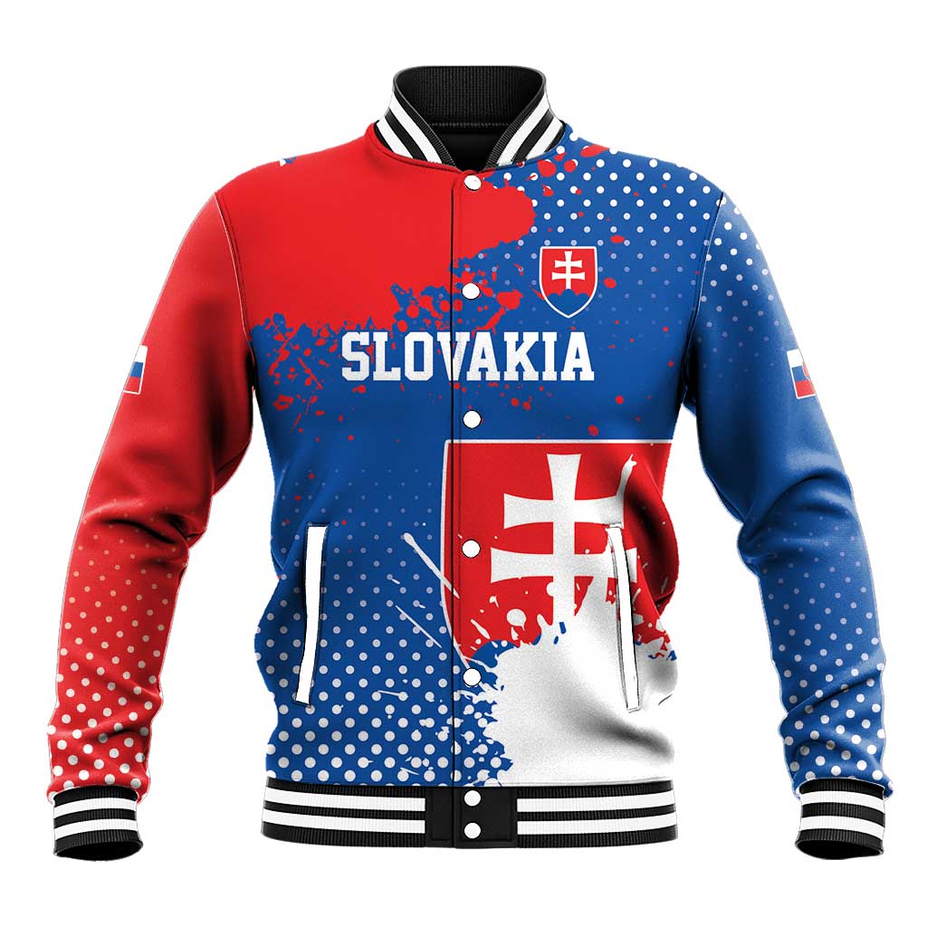 Personalized Slovakia Coat of Arms Baseball Jacket Map Flag Style