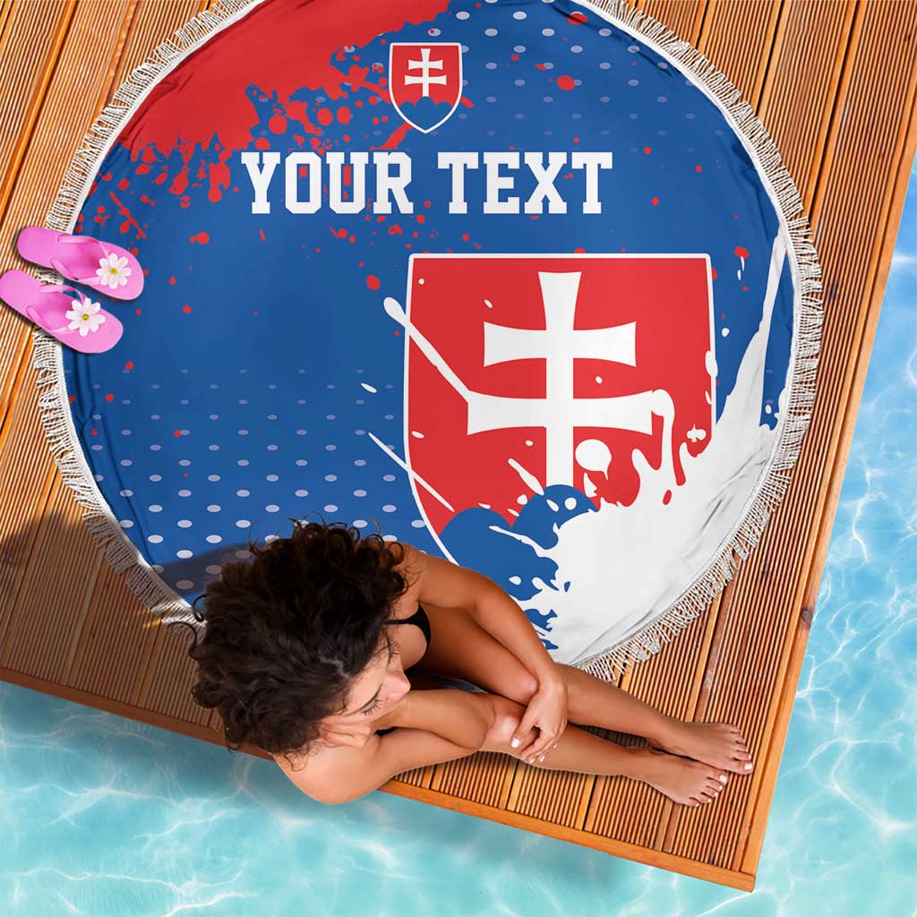 Personalized Slovakia Coat of Arms Beach Blanket Map Flag Style