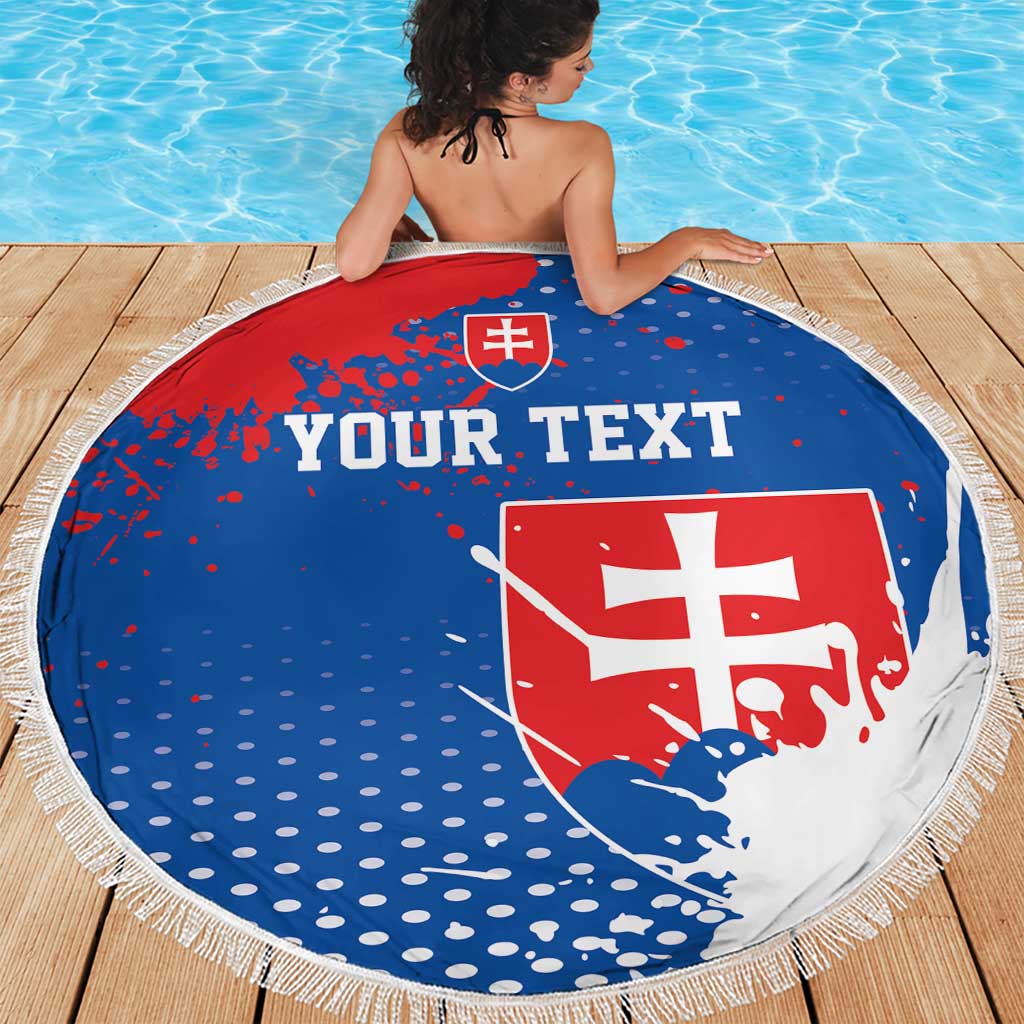 Personalized Slovakia Coat of Arms Beach Blanket Map Flag Style