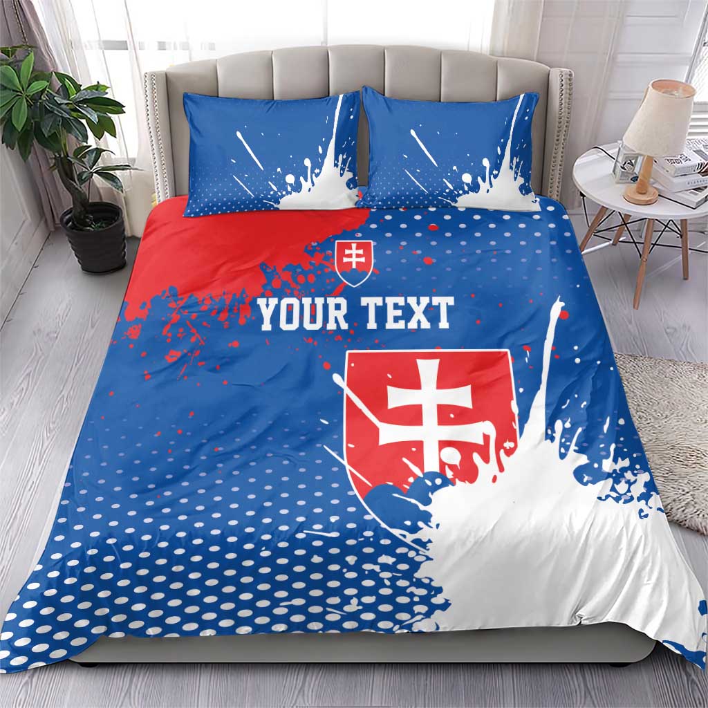Personalized Slovakia Coat of Arms Bedding Set Map Flag Style