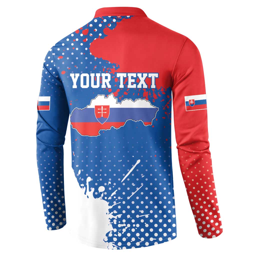 Personalized Slovakia Coat of Arms Button Sweatshirt Map Flag Style