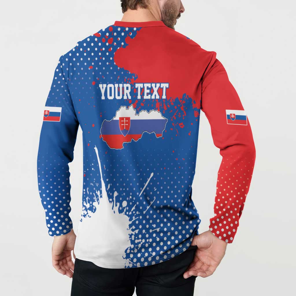 Personalized Slovakia Coat of Arms Button Sweatshirt Map Flag Style