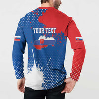 Personalized Slovakia Coat of Arms Button Sweatshirt Map Flag Style