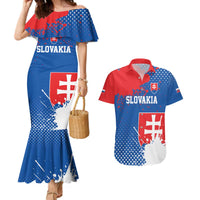 Personalized Slovakia Coat of Arms Couples Matching Mermaid Dress and Hawaiian Shirt Map Flag Style