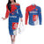 Personalized Slovakia Coat of Arms Couples Matching Off The Shoulder Long Sleeve Dress and Long Sleeve Button Shirt Map Flag Style