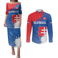 Personalized Slovakia Coat of Arms Couples Matching Puletasi and Long Sleeve Button Shirt Map Flag Style