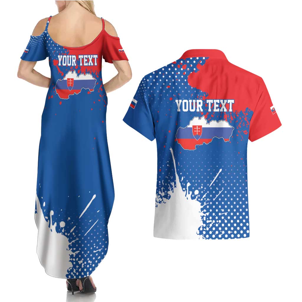 Personalized Slovakia Coat of Arms Couples Matching Summer Maxi Dress and Hawaiian Shirt Map Flag Style