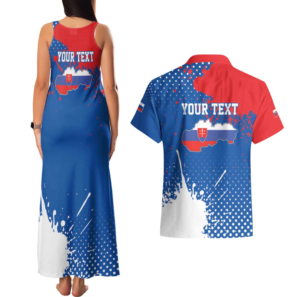 Personalized Slovakia Coat of Arms Couples Matching Tank Maxi Dress and Hawaiian Shirt Map Flag Style