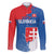 Personalized Slovakia Coat of Arms Family Matching Off The Shoulder Long Sleeve Dress and Hawaiian Shirt Map Flag Style