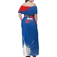 Personalized Slovakia Coat of Arms Family Matching Off Shoulder Maxi Dress and Hawaiian Shirt Map Flag Style