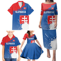 Personalized Slovakia Coat of Arms Family Matching Puletasi and Hawaiian Shirt Map Flag Style