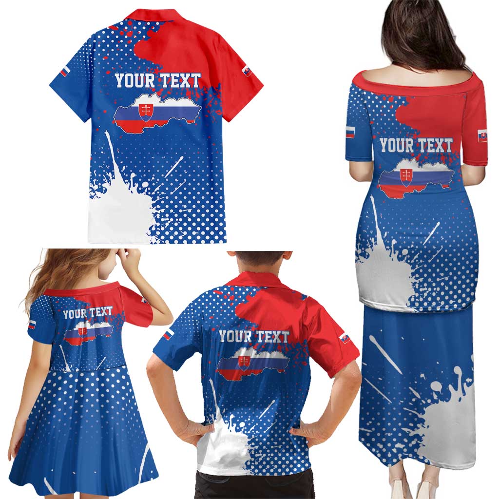 Personalized Slovakia Coat of Arms Family Matching Puletasi and Hawaiian Shirt Map Flag Style