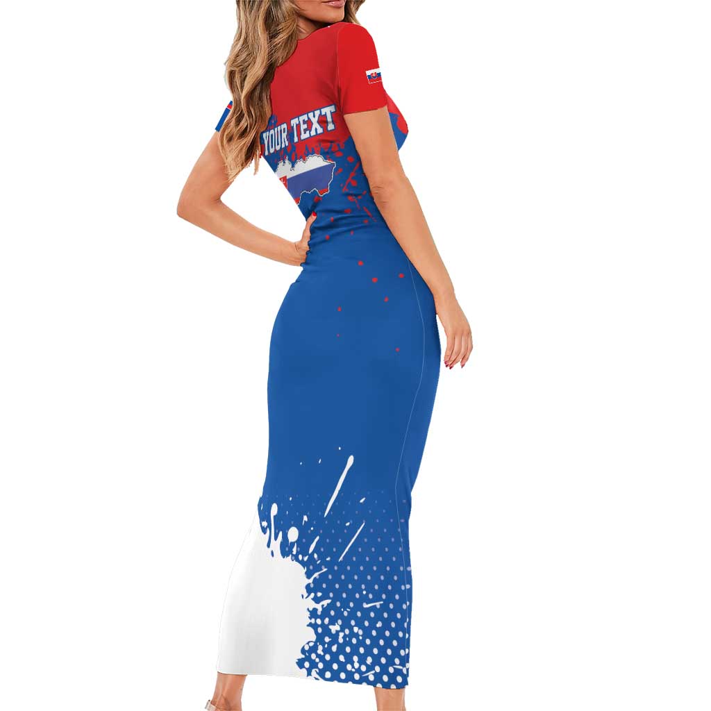 Personalized Slovakia Coat of Arms Family Matching Short Sleeve Bodycon Dress and Hawaiian Shirt Map Flag Style